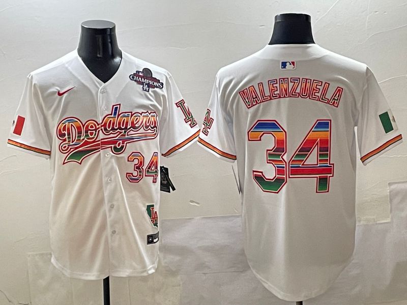Men Los Angeles Dodgers #34 Valenzuela White Game Nike 2025 MLB Jersey style 4251